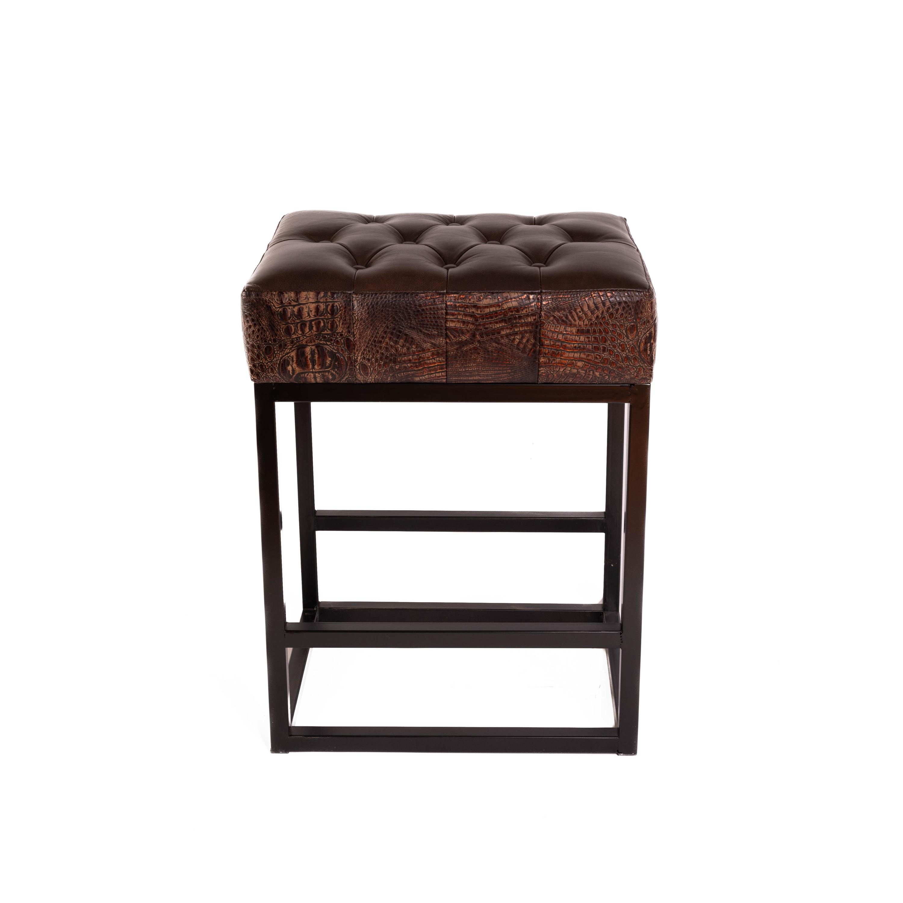 Smith Tufted Brown Verona Autumn Leather Saddle Stool Industrial ...