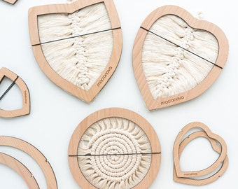 Cutting guides for macrame (Pack 3 sizes) / Template for cutting leaves, feathers, hearts, coasters, circles
