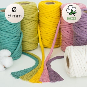 Combed cotton rope / 9mm / 25m-75m / Macrame and crochet rope / 1 strand rope / Warp
