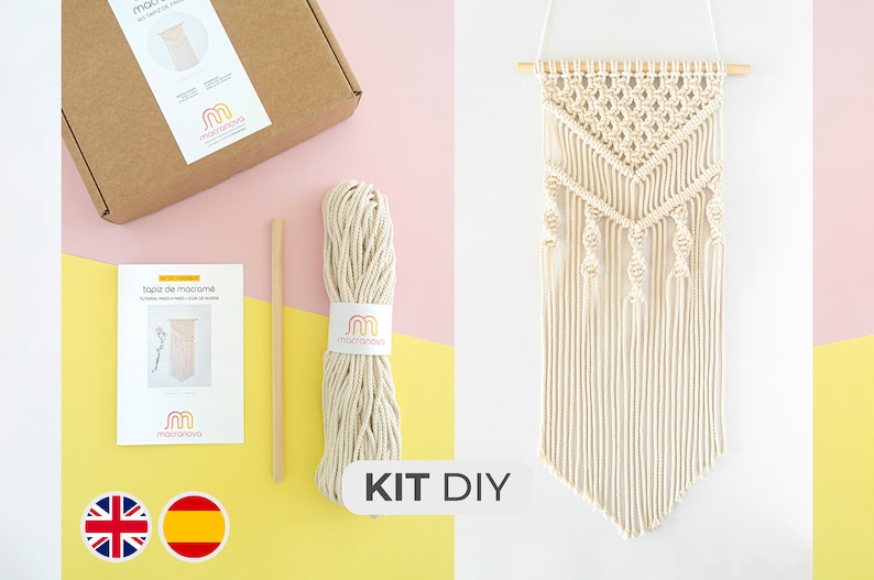 DIY macramé kit 13 COLORS Modern tapestry / beginner, home décor, gift, handmade, tutorial image 1