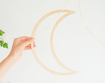 Wooden moon structure for macrame and DIY