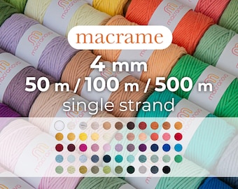 Combed cotton rope / 4mm / 50 meters, 100m, 500m / Macrame and crochet rope / Single ply rope / Single ply macrame / Warp