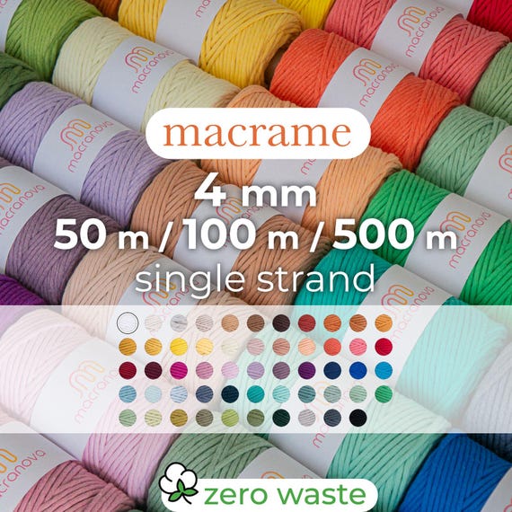 3 mm gevlochten katoenen koord: 1093 m macramékoord, gehaakt touw - 46 kleuren - België