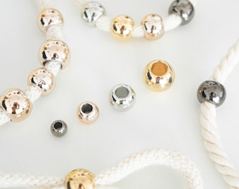 Metalen ballen met groot gat voor macrame (verpakking 50 of 100 stuks)