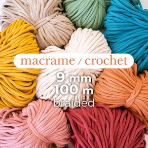 Braided cotton rope / 9mm / 100 meters / Macrame and crochet rope