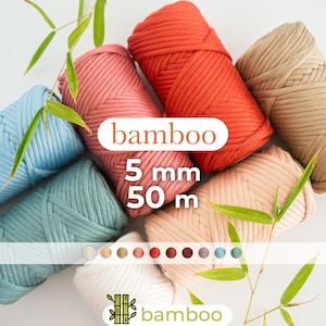 Bamboo rope / 5mm / 50 meters / Macrame rope / Special for fringes, leaves and feathers / Silk effect shine