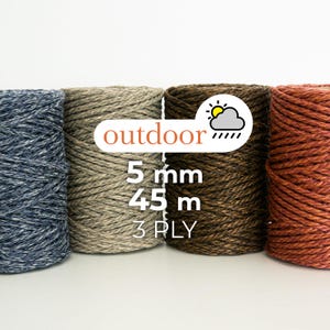 Outdoor twisted rope / 5mm / 45 meters / 3-strand rope / 3PLY / Macrame rope