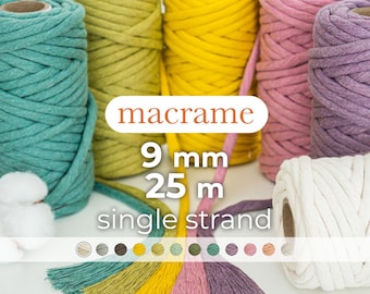 Combed cotton rope / 9mm / 25 meters / Macramé and crochet rope / 1-ply rope / Warp