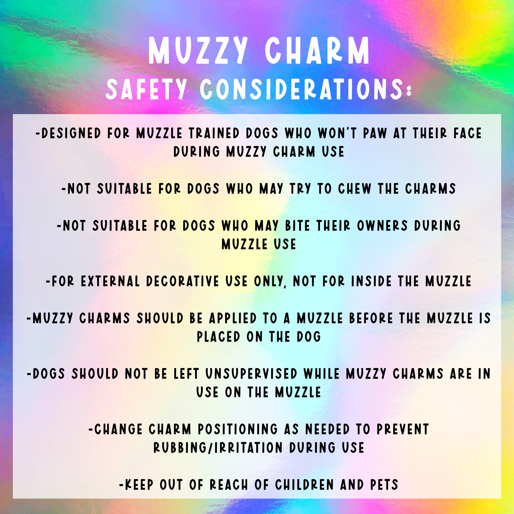 Muzzy Sign Charms | Muzzle Accessory | Muzzle Gear | Reactive Dog Gear
