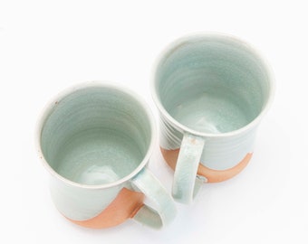 Cup with handle Ø 9 cm // Handmade ceramics // Ceramic tableware // Porcelain // Seladon// Hand turned // Coffee mug // Handle cup