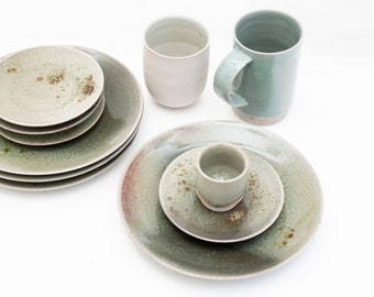 Coffee set 4 per.// Mug // medium plate // Cake plate // Snack plate // Set //Handmade ceramics // Dishes set // Coffee table