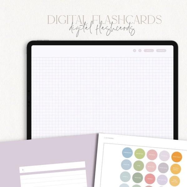 Digital Flashcards | Lined, Grid, Dotted, Box, Half - Lined | iPad Tablet | GoodNotes | Notability | Noteshelf | Instant Download