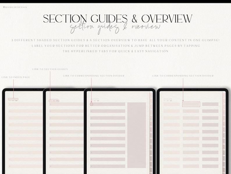 Digital Notebook PDF, Paper Texture, 30 Tabs, Hyperlinked, Stickers ...