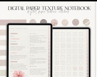 Digital Notebook PDF, Paper Texture, 30 Tabs, Hyperlinked, Stickers, Language Learning, Student Planner, PDF