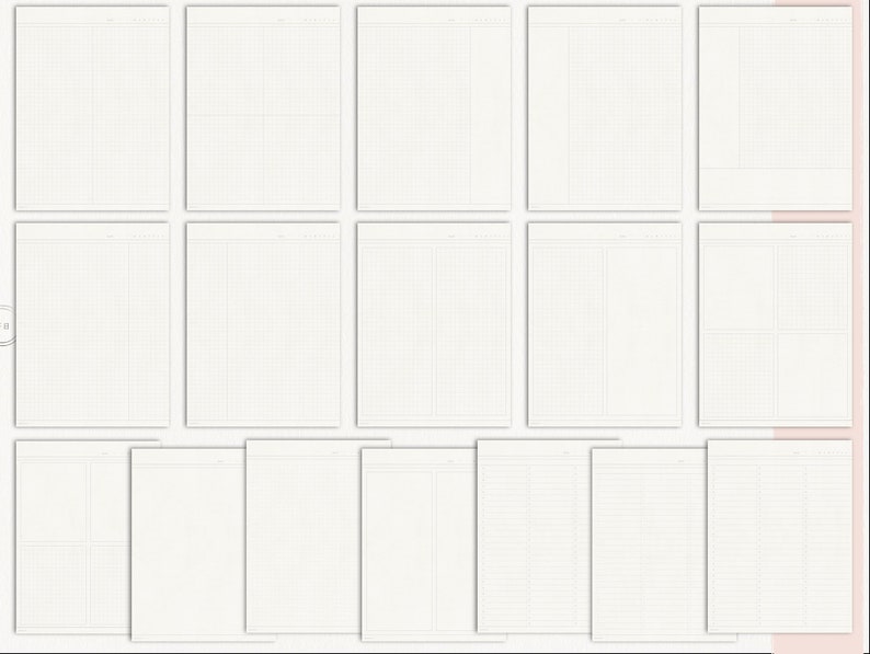 May include: A set of 20 blank graph paper sheets, perfect for note-taking, sketching, or drawing. Each sheet is white with a grid pattern.