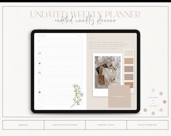 Niedatowany tygodniowy planer na iPada i tablet dla Goodnotes, Noteshelf, Notability, Xodo autorstwa ©MainichiDesign