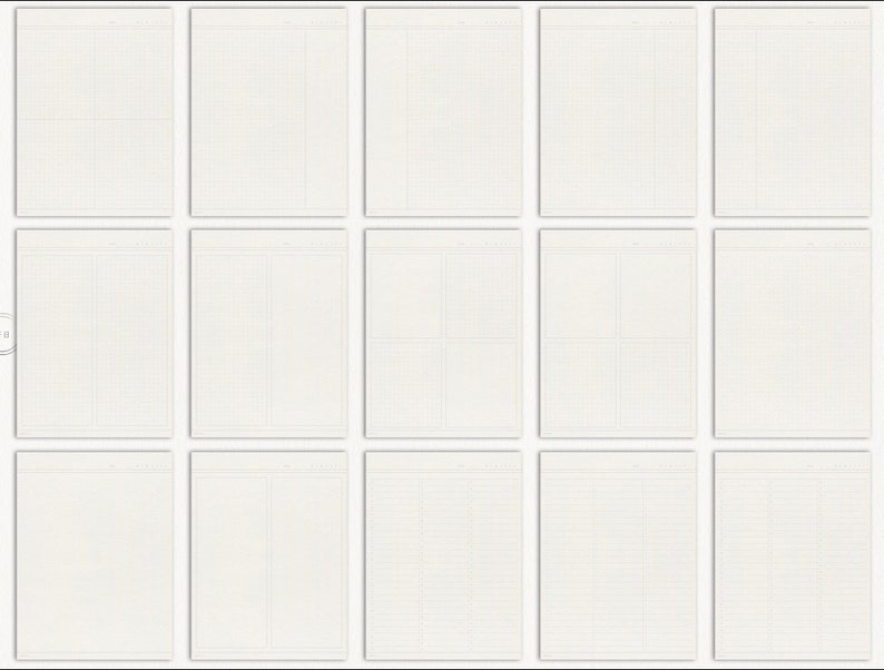 May include: A set of 18 blank white graph paper sheets. Each sheet has a grid pattern with small squares.