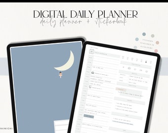 Cyfrowy planer dzienny: niedatowany szablon dla Goodnotes, Noteshelf, Notability (PDF)