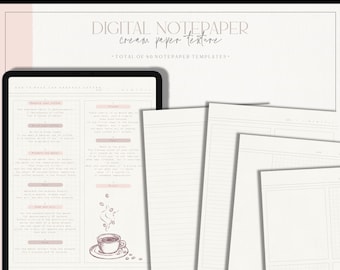 Digital Notepaper Templates | Cream Paper Texture | iPad Tablet | GoodNotes | Notability | Noteshelf | Instant Download