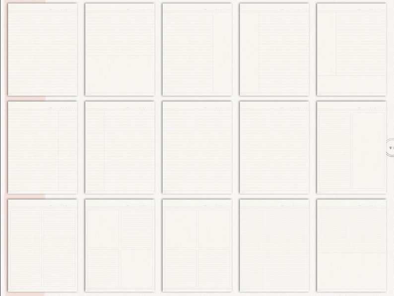 May include: A set of 12 blank white pages with a grid pattern. The pages are perfect for note-taking, journaling, or sketching.