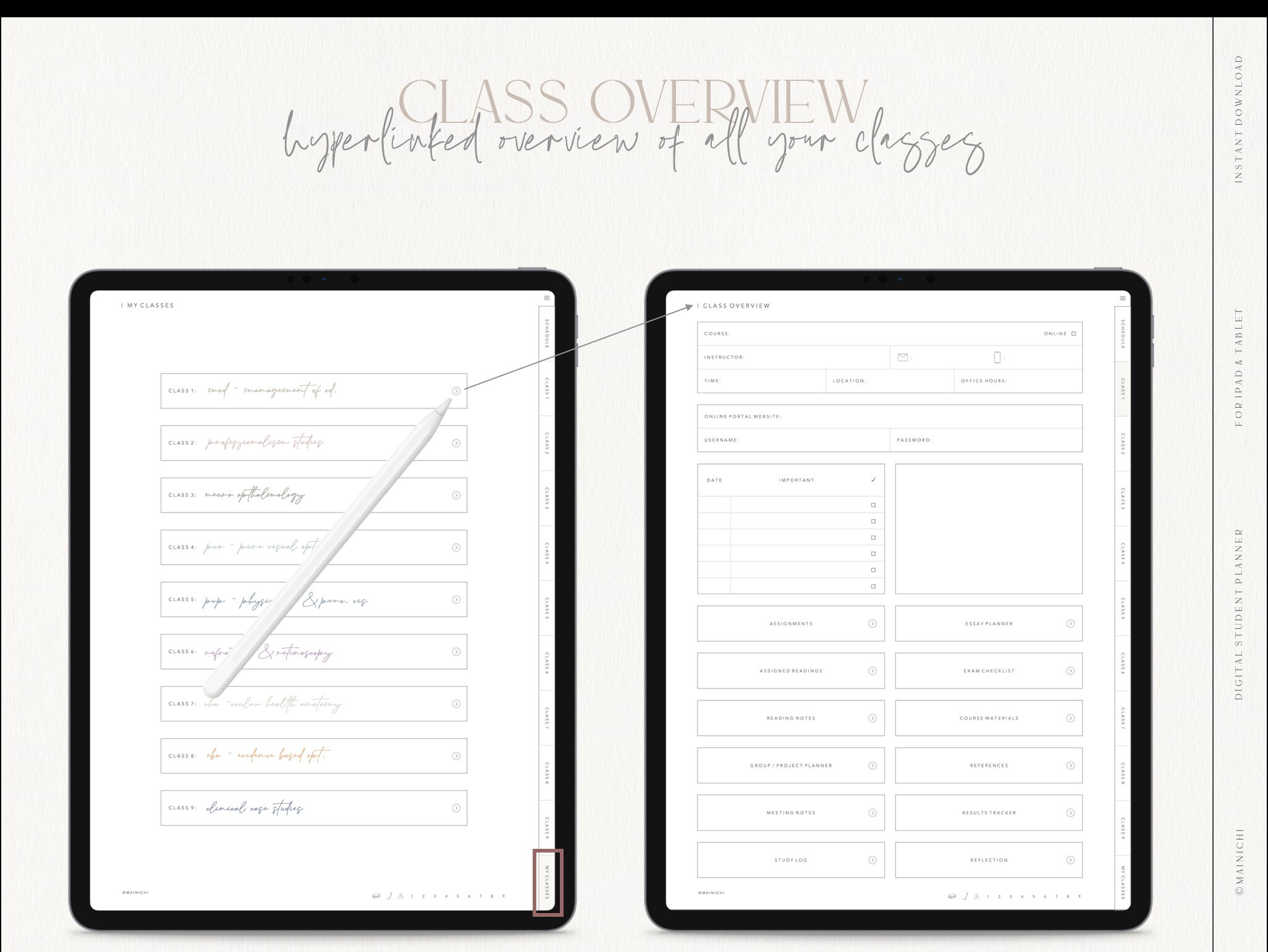 Digital Student Planner Academic Planner College Planner Etsy