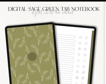 Cyfrowy notatnik Sage Green: 12-sekcyjne notatki ucznia z hiperłączami (PDF)