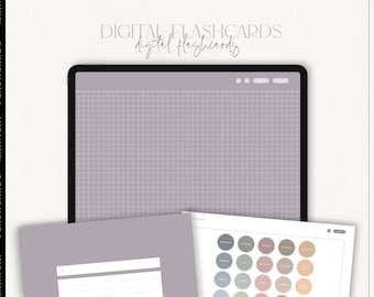 Coloured Digital Flashcards: Lined, Grid, Dotted, Box (Instant Download)