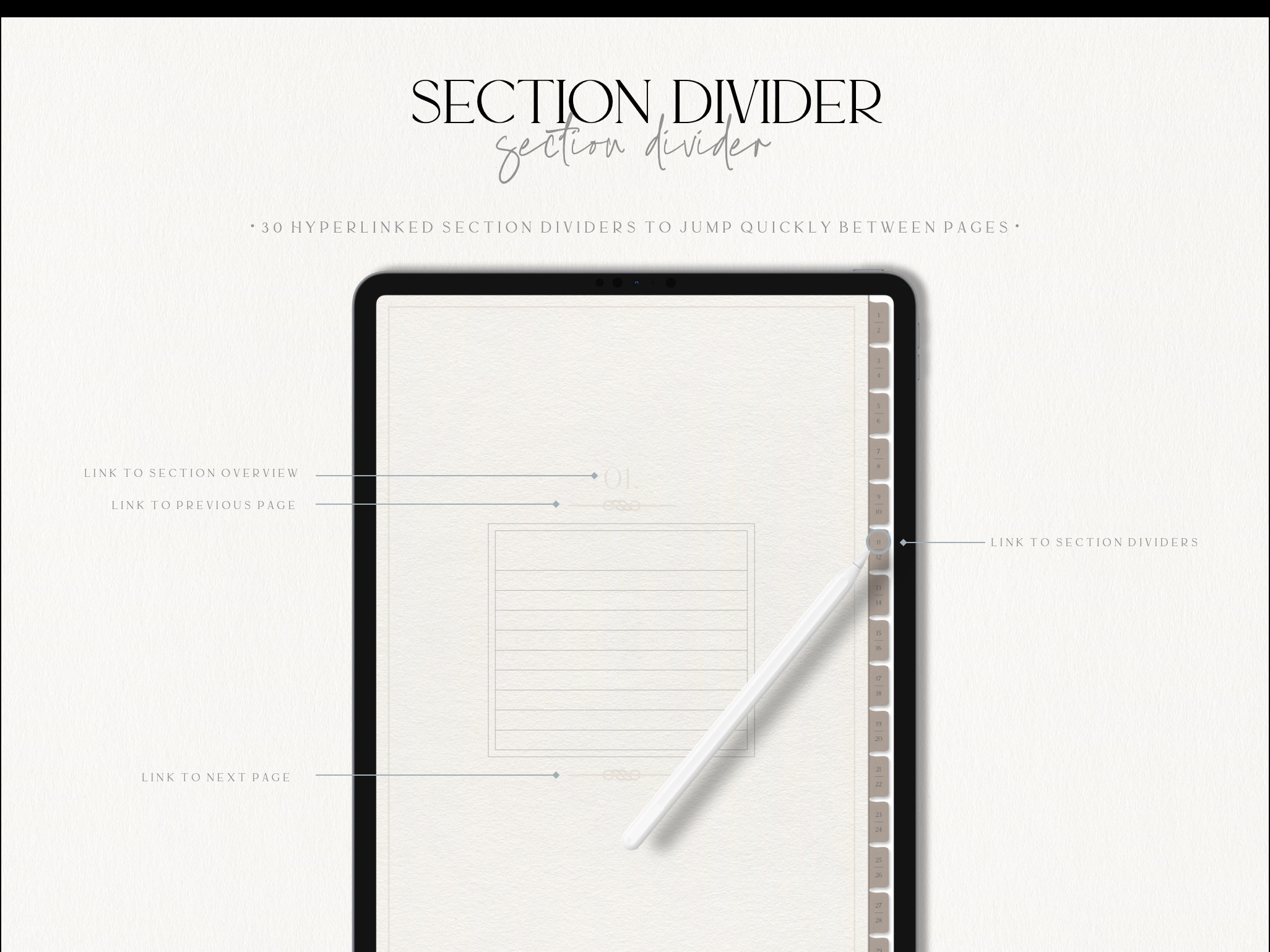 Digital Notebook 30 Hyperlinked Tabs Digital Notes Etsy UK