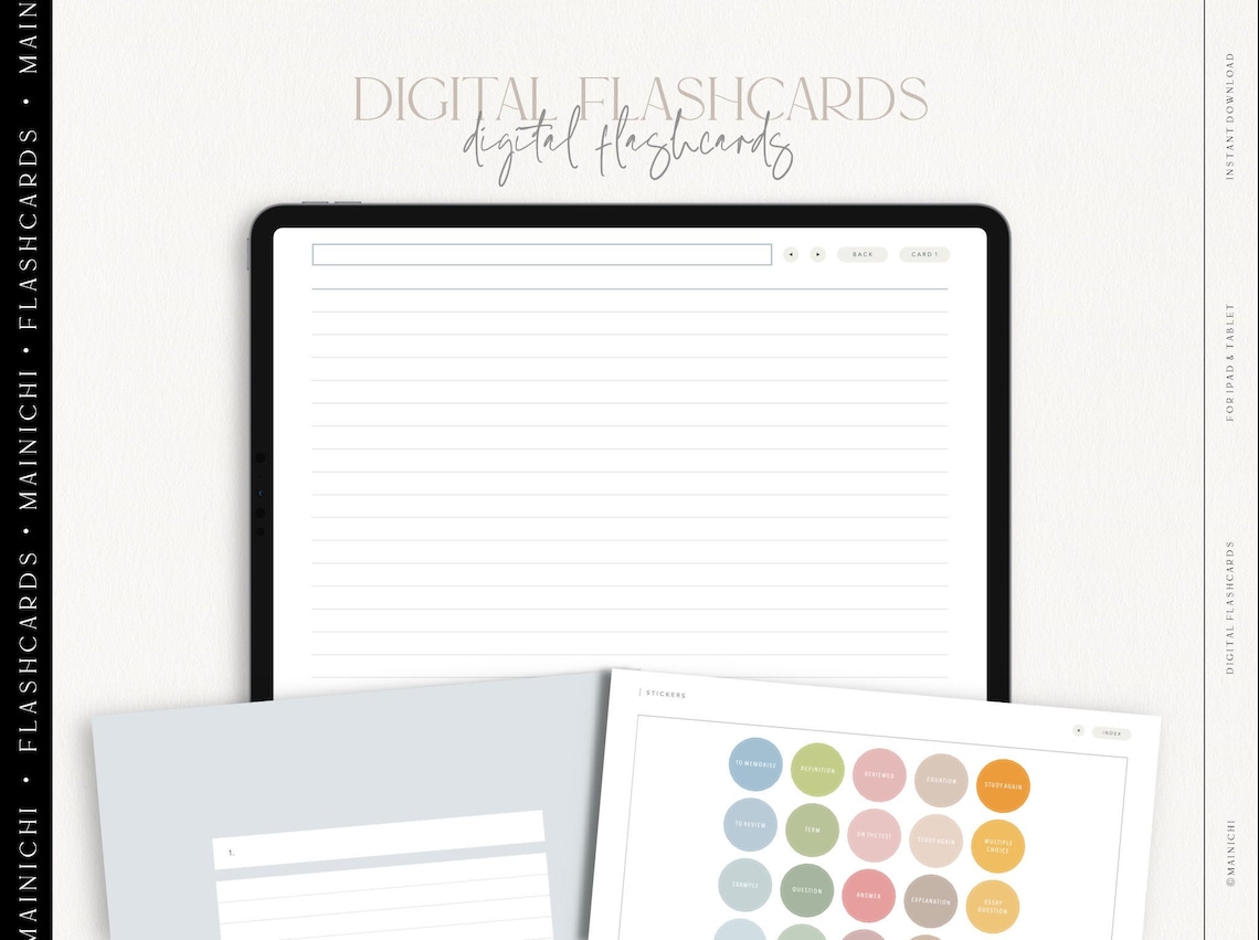 Digital Flashcards Lined Ipad Tablet Goodnotes Etsy UK