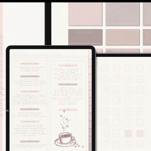 Digital Notebook - 13 Hyperlinked Tabs - Digital Notes for Notetaking & Digital Notebook - Paper Texture - Pink Notebook - Everyday Notebook