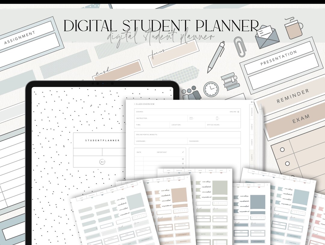 Digital Student Planner - Academic Planner - College Planner - Student ...