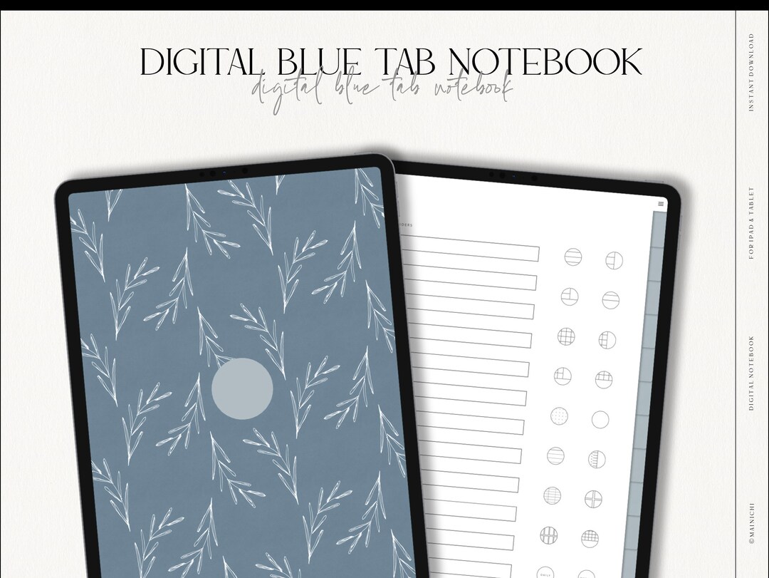 Digital Notebook Blue - Student Notebook - 12 Hyperlinked Section Tabs ...