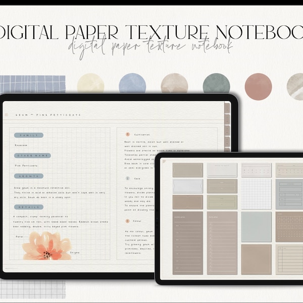 Digital Landscape Notebook - 30 Hyperlinked Tabs - Digital Notes Template for Notetaking & Digital Notebook for Students Goodnotes Noteshelf