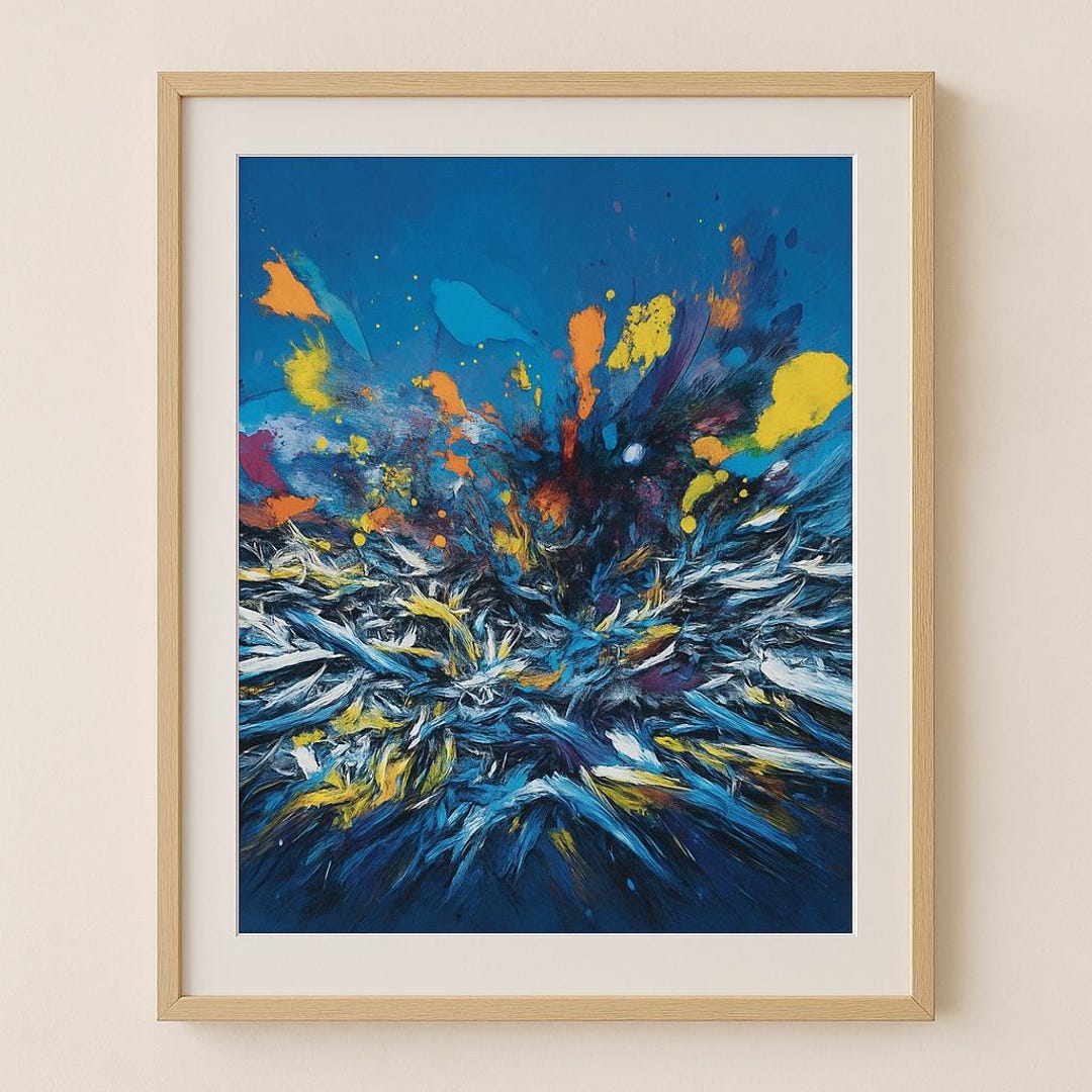 Colorful Abstract Explosion Wall Art Prints | Modern Bold Paint Splash ...