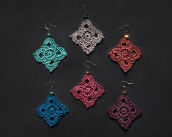Crochet Lace Diamond Earrings
