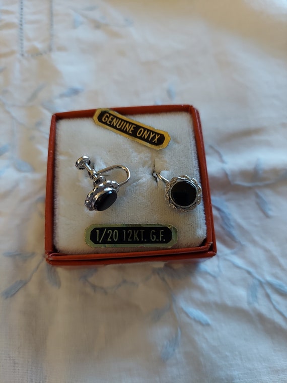 Vintage earrings, Black onyx stones