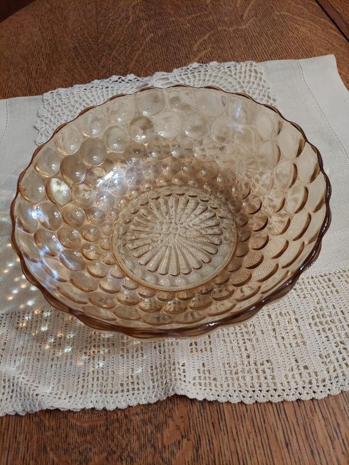 Peach/orange colored glass dish vintage Etsy