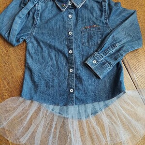 Up cycle cute childs denim and tulle, button down