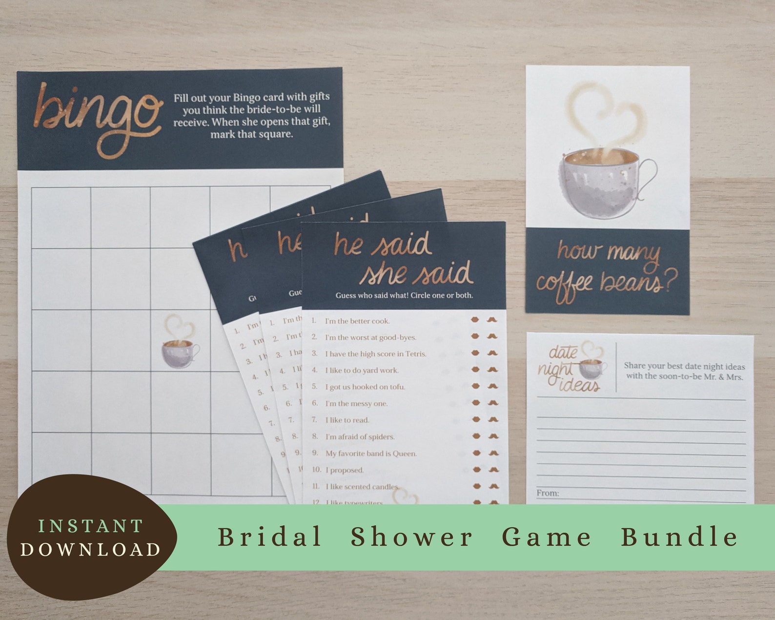 DIY Bridal Shower Games Coffee Bridal Shower Games Instant Etsy