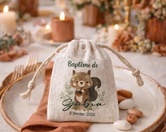 Sac ballotin dragées personnalisé thème couronne liberty | cadeaux invités | Baptême | cadeaux Communion | cadeaux naissance