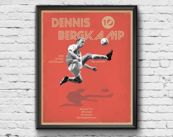 Dennis Bergkamp Print - Arsenal Print / Poster / Picture / Wall Art / Home Decor / Gift / Present / Retro / Contemporary / Football