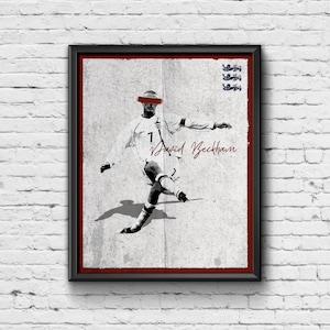 David Beckham Print - England Print / Poster / Picture / Wall Art / Home Decor / Gift / Present / Retro / Contemporary / Football