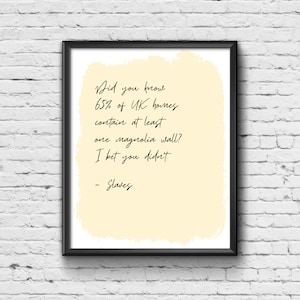 Impression des paroles « Magnolia » de Slaves - Décoration d'intérieur moderne