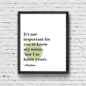 The Jam Print - Music Lyrics Print / Poster / Picture / Wall Art / Home Decor / Gift / Present / Retro / Contemporary / Paul Weller