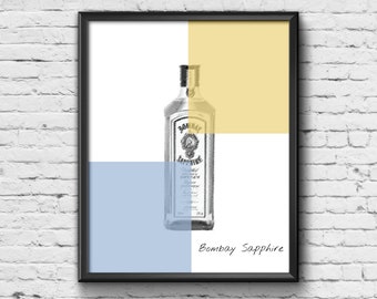 Bombay Sapphire Gin Print – Retro Drinks Poster