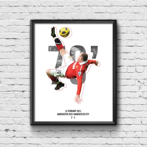 Wayne Rooney Print - Manchester United Print / Poster / Picture / Wall Art / Home Decor / Gift / Present / Retro / Contemporary / Football
