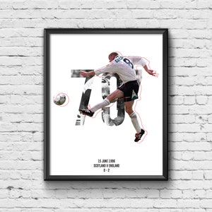 Paul Gascoigne &#39;Gazza&#39; England Goal Print - Football Wall Art