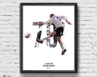 Paul Gascoigne Print - England Print / Poster / Picture / Wall Art / Home Decor / Gift / Present / Retro / Contemporary / Football / Gazza