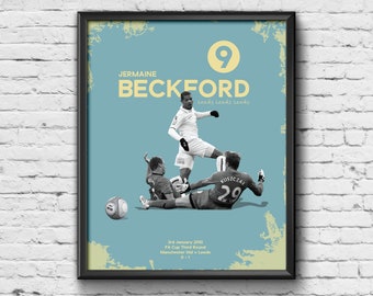 Jermaine Beckford Print - Leeds United Print / Poster / Picture / Wall Art / Home Decor / Gift / Present / Retro / Contemporary / Football