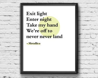 Metallica-tekstprint 'Enter Sandman' - moderne muurkunst